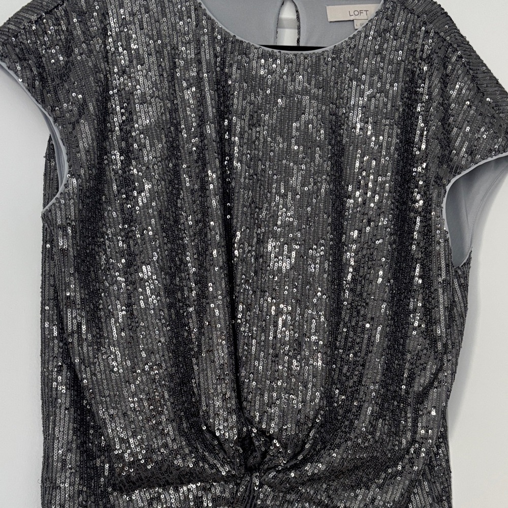 LOFT Shimmering Silver Sequin Blouse